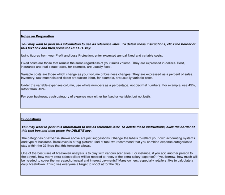  Break Even Chart Template Free Download HQ Template Documents