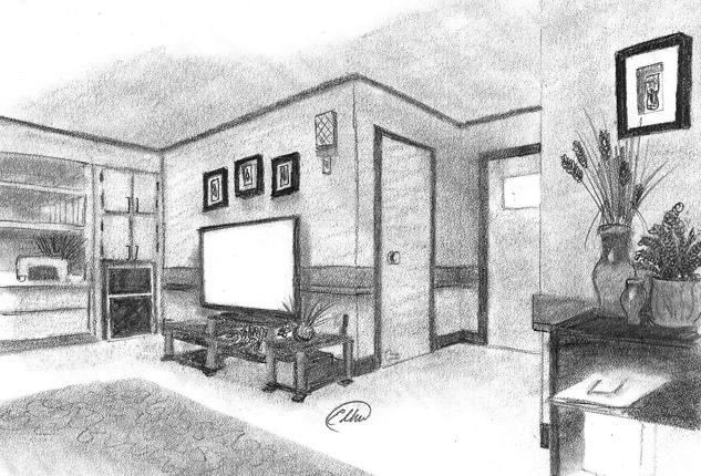 2 Point Perspective Drawing Room