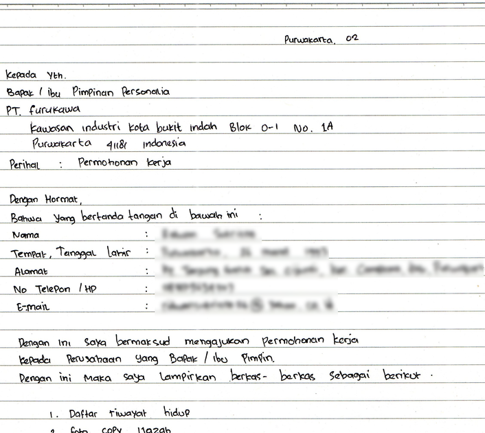 Surat Lamaran Pekerjaan Dan Curriculum Vitae Merupakan Contoh Dari Arsip Kumpulan Surat Penting