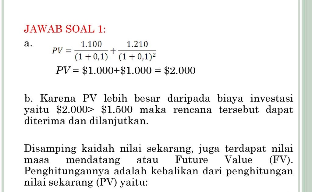 Contoh Soal Dan Jawaban Analisis Keputusan Investasi - Mencari Soal