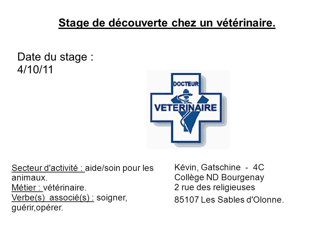 Exemple De Rapport De Stage 3eme Veterinaire Le Meilleur Exemple