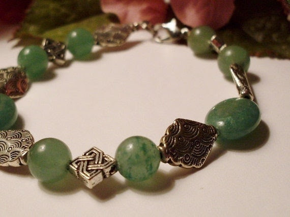 Bracelet of Green Aventurine with Silver Accents