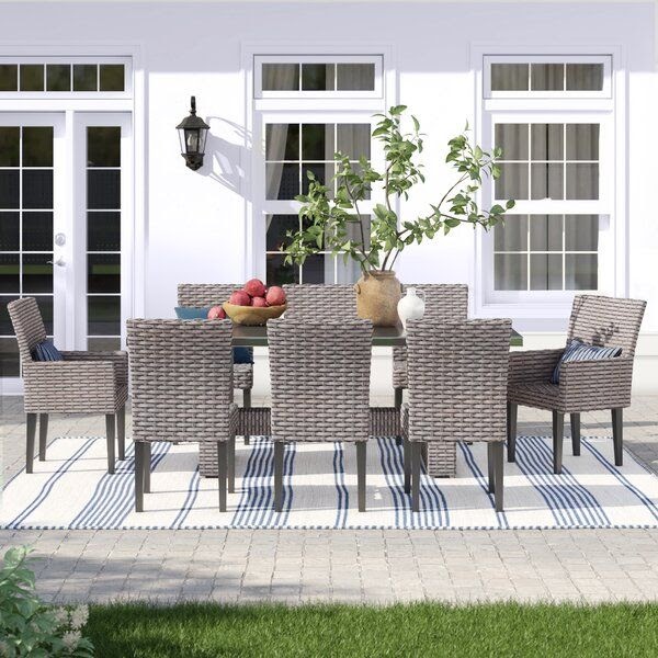 Outdoor Wicker Dining Set With Umbrella Hole - Lrya Outdoor 7-Piece