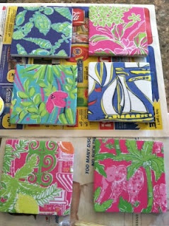 Lilly does love green! [coasters made from lilly agenda pages]