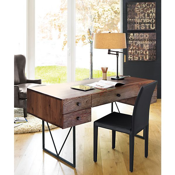 Folio Ebony Bonded Leather Side Chair in Dining Chairs | Crate and