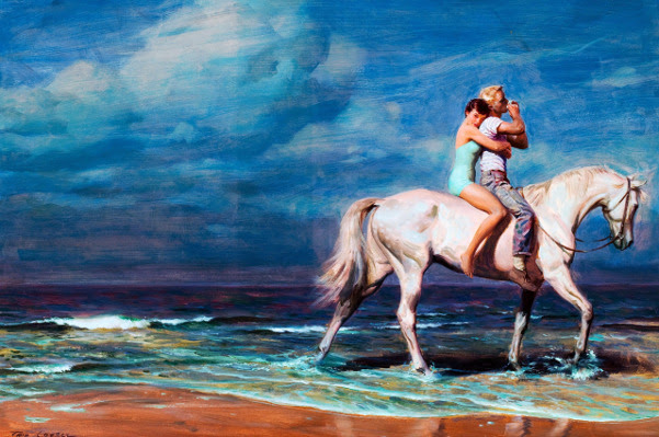 Boy And Girl Riding Horse