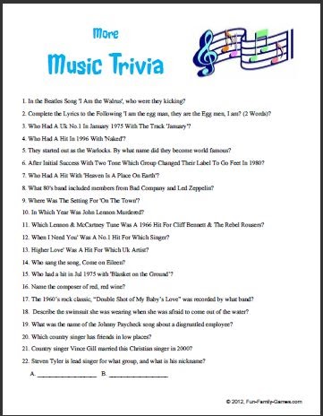 music questions and answers