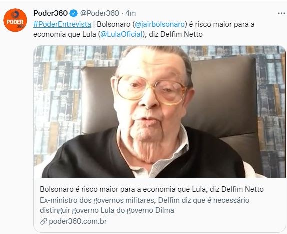 Delfim afirma que Bolsonaro é maior risco para a economia que Lula. Por que ele estaria defendendo o PT?