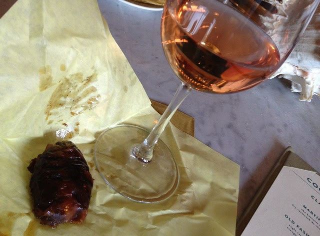Rose and cheese-stuffed prosciutto wrapped date from the Cheese Store at Bar Stella