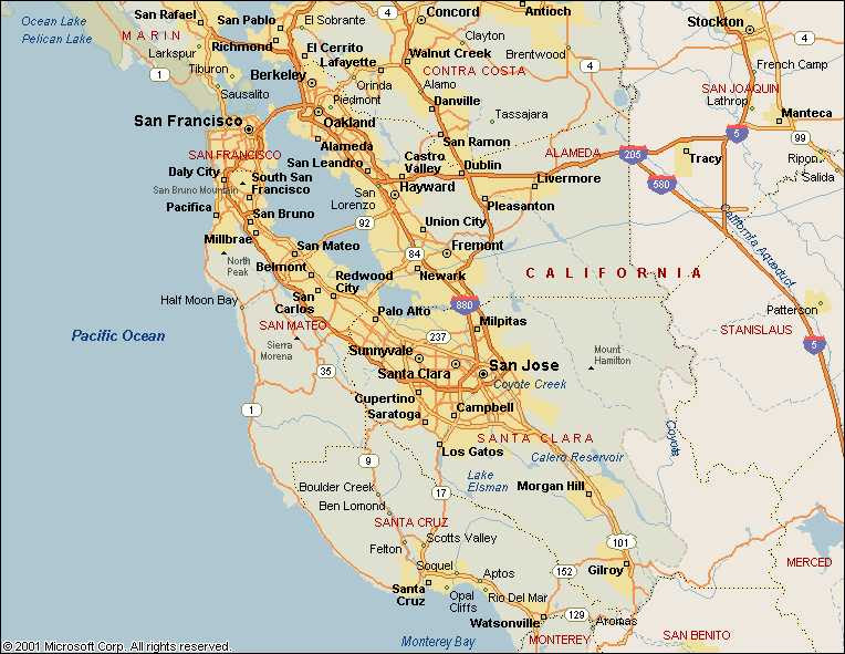 Map Of South Bay Area California