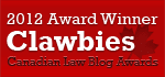 2012 Canadian Law Blog Awards Winner