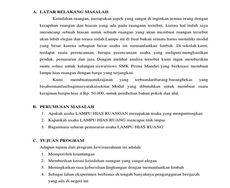 24+ Contoh Proposal Usaha KERAJINAN Fungsi Hias Dari Bahan