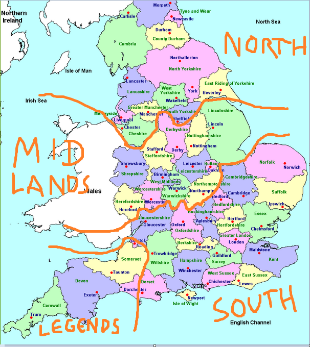 Map Uk North South Divide - Direct Map