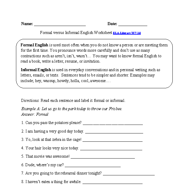 English Worksheets For Grade 7 Free Printables