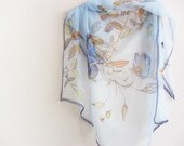 Sky blue Silk scarf hand painted on chiffon Wedding scarf - made TO ORDER - DEsilk Sky blue Silk scarf hand painted on chiffon Wedding scarf - made TO ORDER - DEsilk