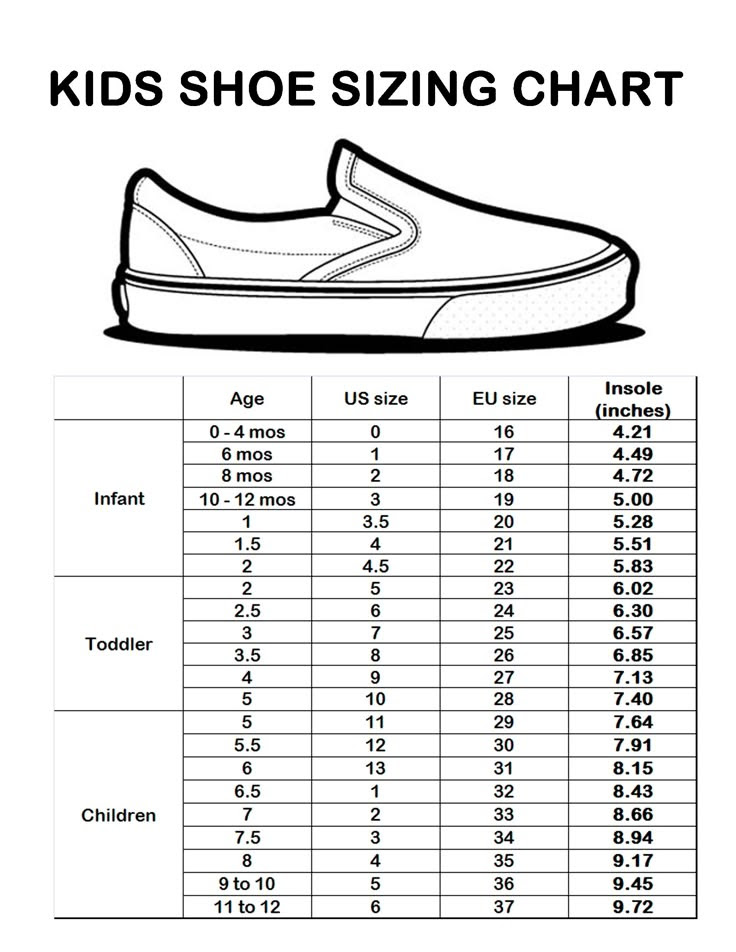 Chocolate Shoes Size Chart