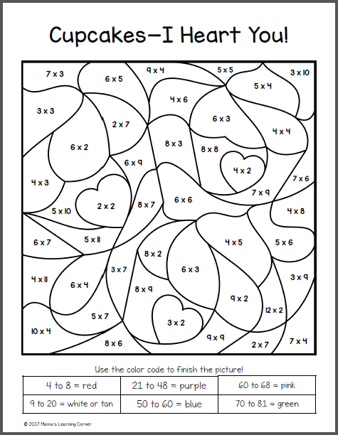 Free Multiplication Hidden Picture Worksheets