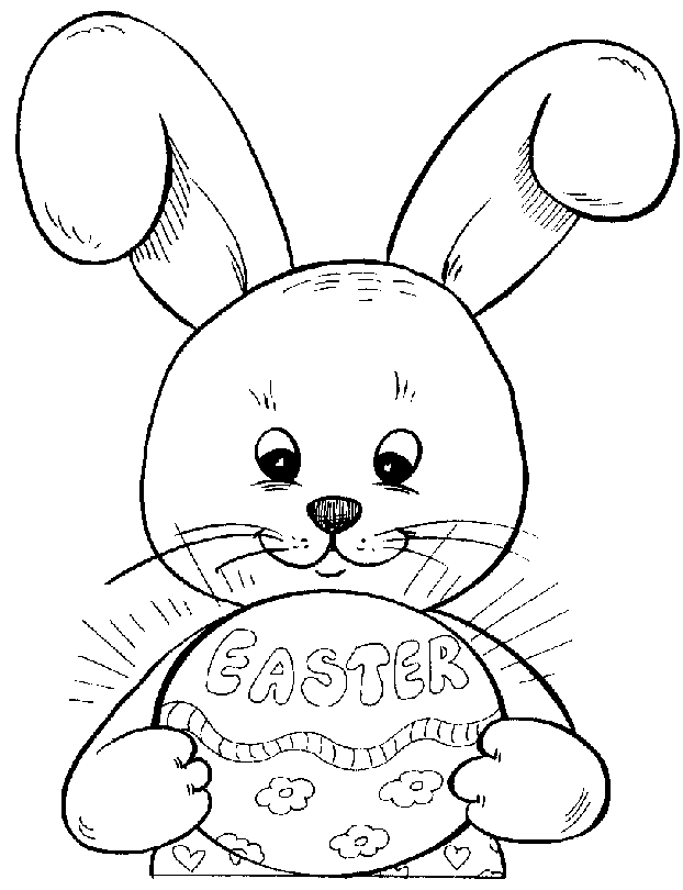 Easter free coloring pages of bunny with egg.