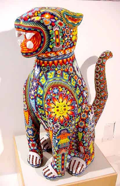 http://www.pinterest.com/pin/58828338856750191/ Huichol bead art. Gorgeous.