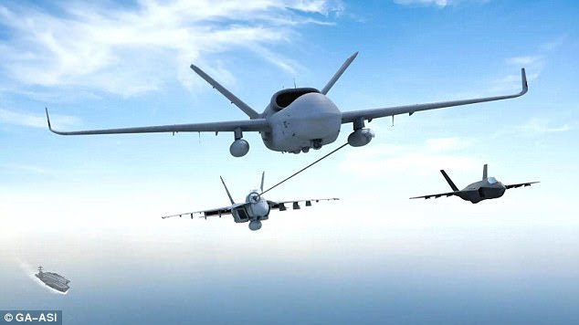 Boeing's entry will compete against craft from Lockheed Martin and General Atomics to win a lucrative US Navy contract. Pictured, General Atomics bid for the contest.