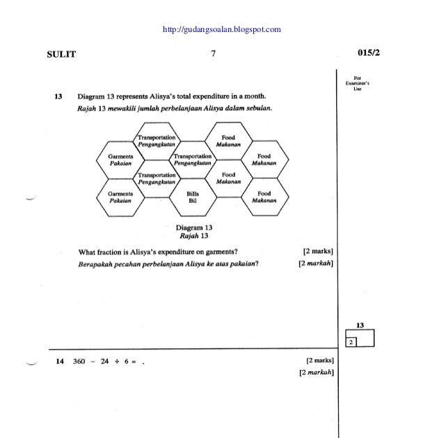 Soalan Matematik Tahun 6 Peperiksaan Pertengahan Tahun 