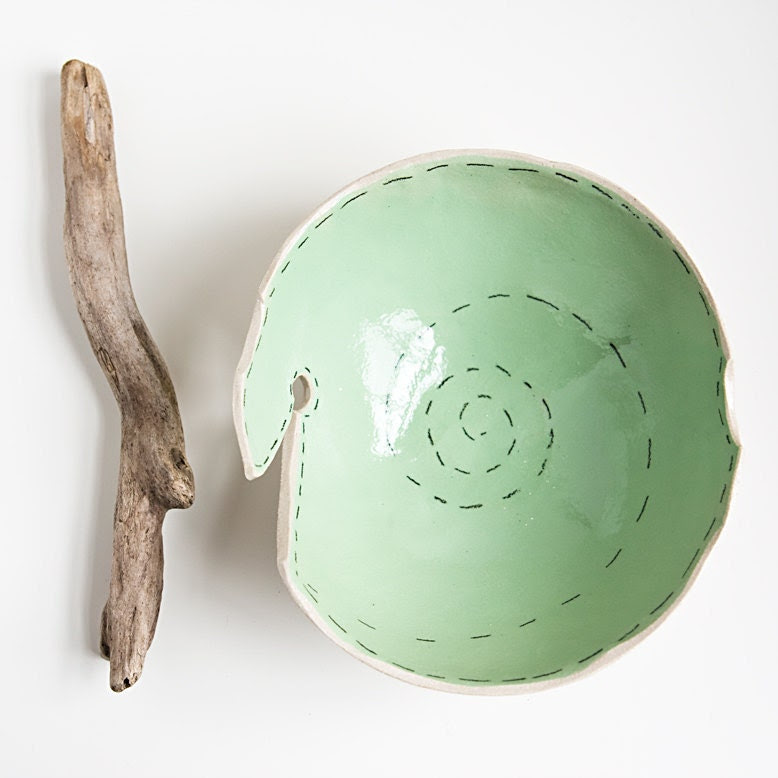knitting yarn bowl, modern, minimalist beige and mint green pottery bowl, handmade ceramic dish by karoArt - karoArt knitting yarn bowl, modern, minimalist beige and mint green pottery bowl, handmade ceramic dish by karoArt - karoArt