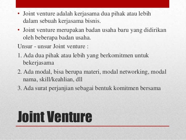 Contoh Kerjasama Joint Venture - Moco Wo