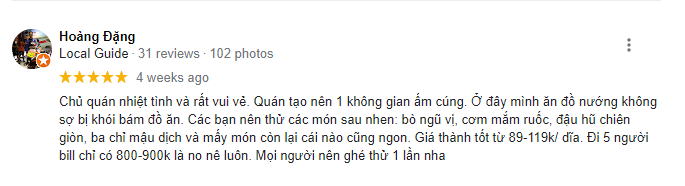 đánh giá Quán nướng Mậu Dịch Đà Lạt 