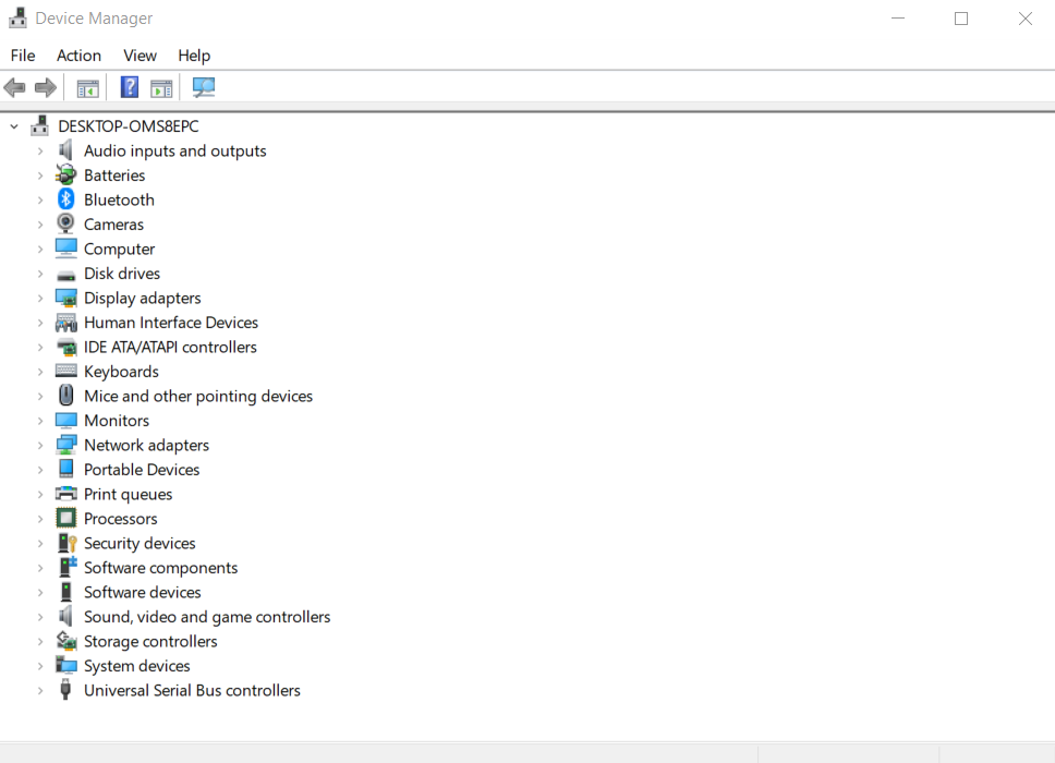 Device manager screen