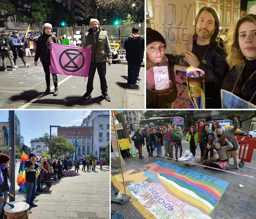 A montage of rebel vigils being held in streets in cities around Argentina