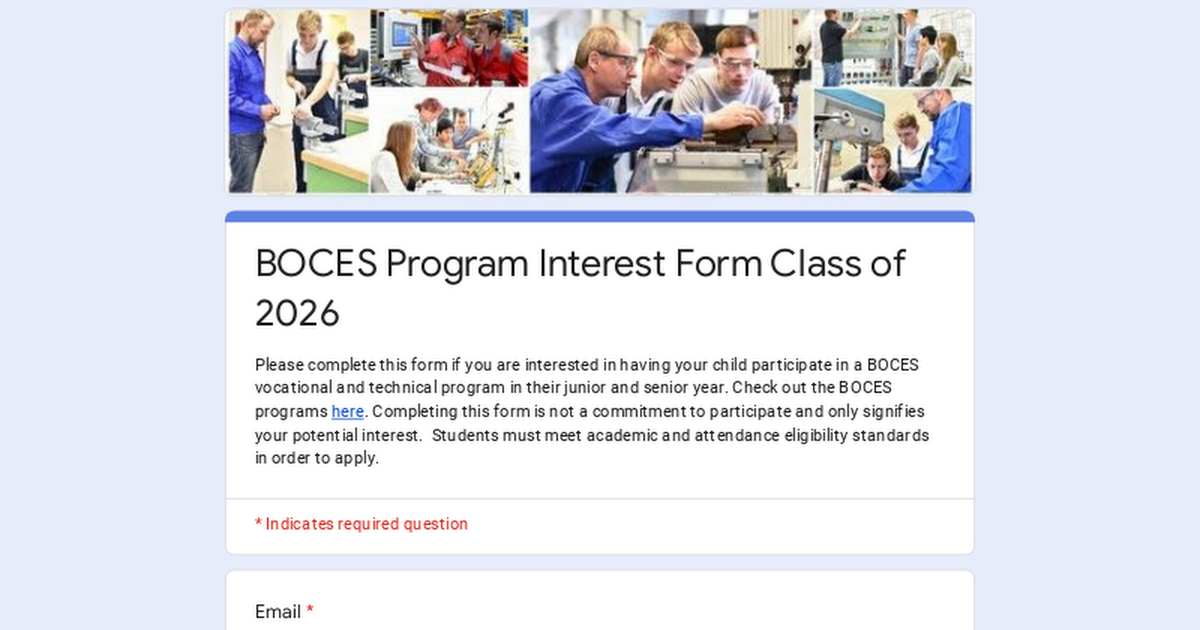 BOCES Program Interest Form Class of 2026