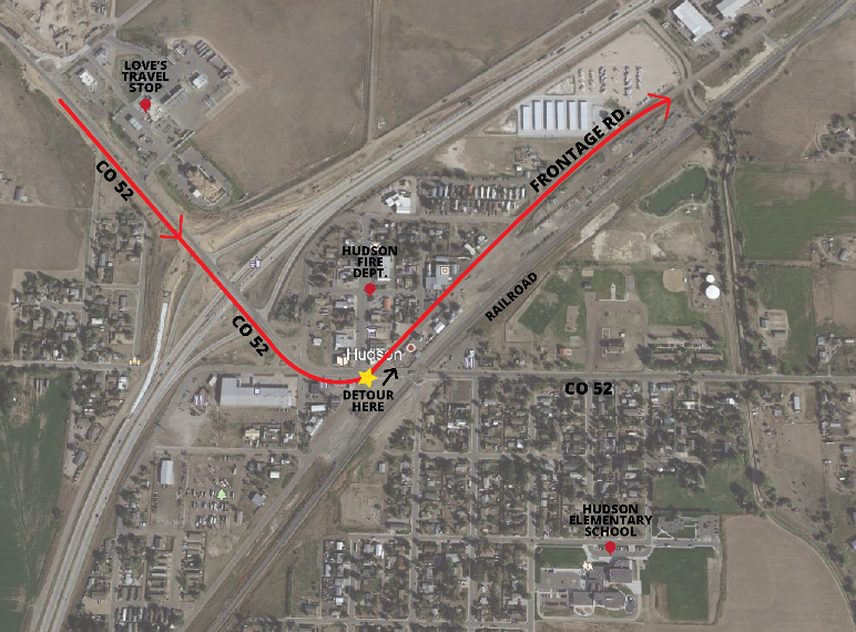 Map of CO 52 Traveling East Detour