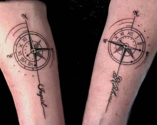  Clock Tattoo On Both Arm