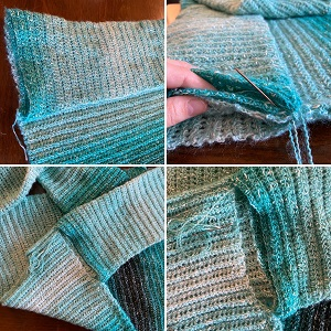 attaching the sleeve for the ocean pullover crochet sweater pattern