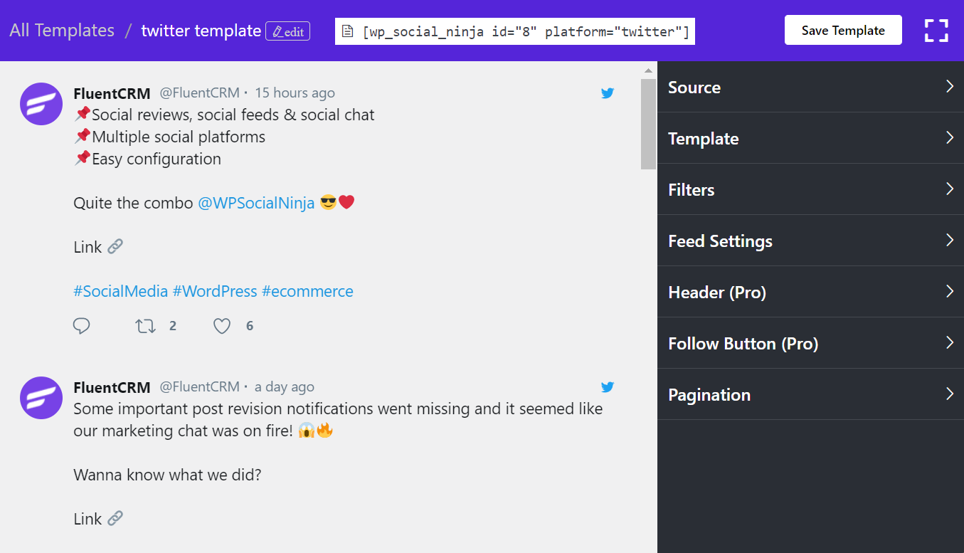 wp social ninja template customization