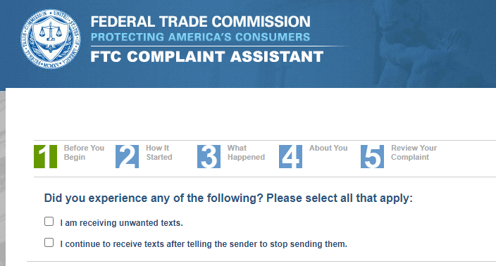 FTC online complaint assistant