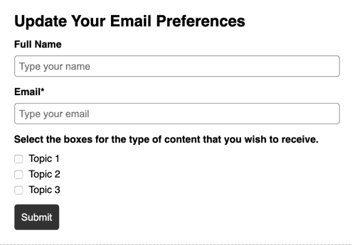 Subscription preferences by topic