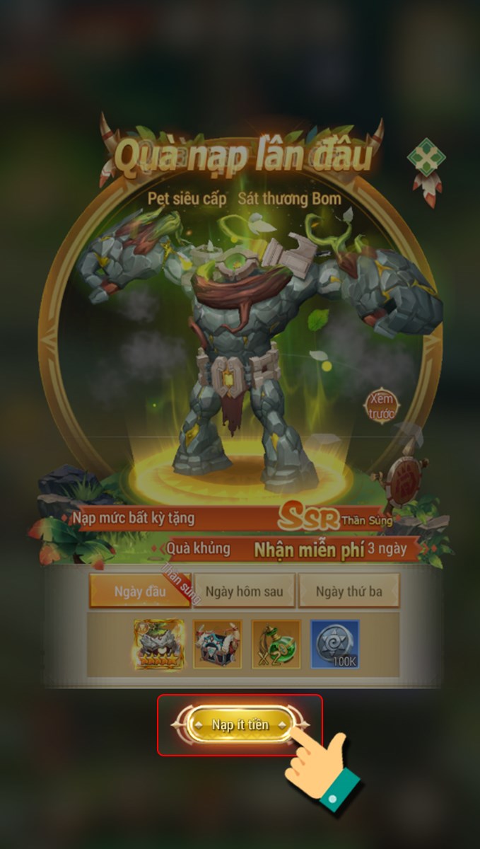 Chọn nạp ít tiền
