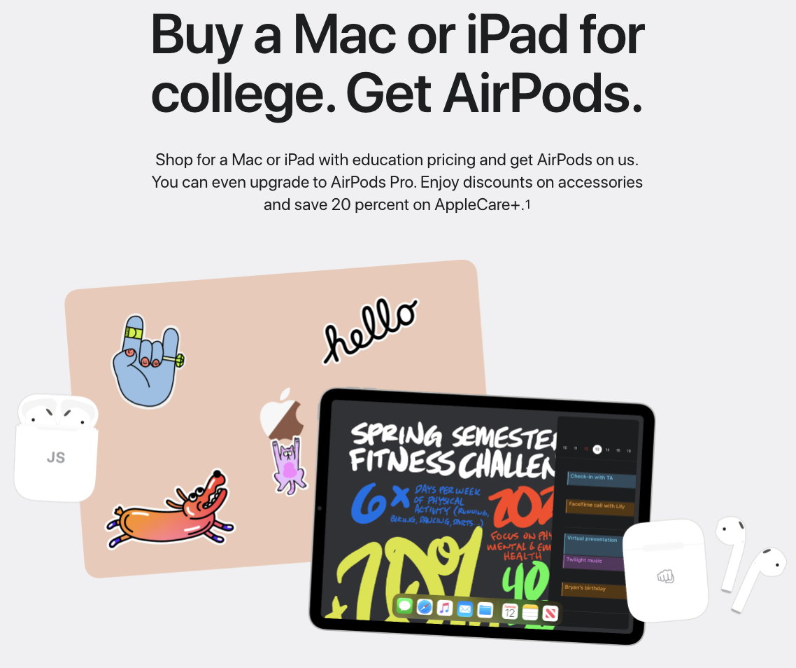 Student discounts of Apple products