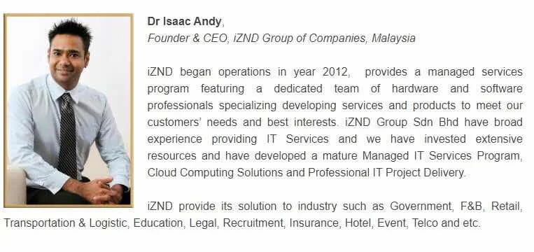 Dr Isaac Andy, CEO of iZND Group | Recipient of the European Quality Award