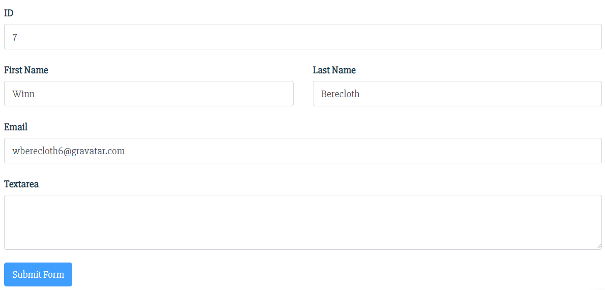 user form in Ninja Tables