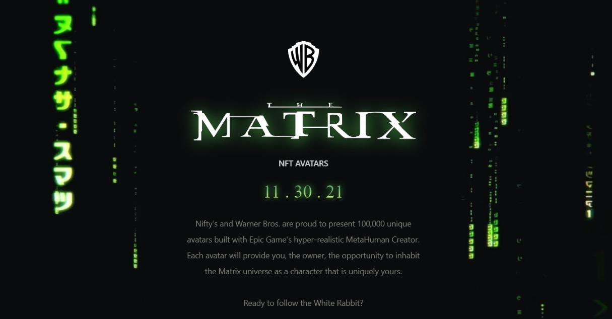 Site da Nifty’s, que criou os 100 mil avatares hiperrealistas de Matrix que serão vendidos na plataforma.