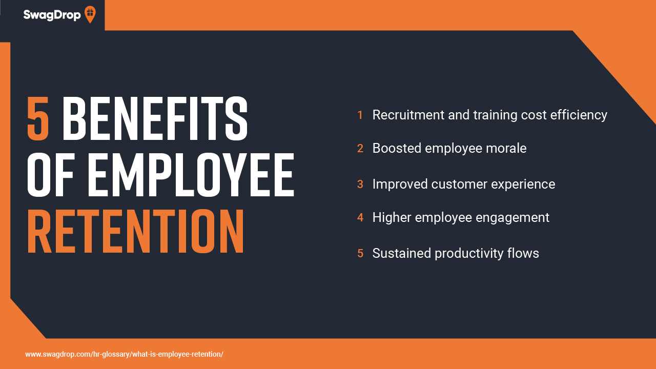 Graph showcasing 5 benefits of employee retention