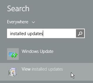 Search for installed updates