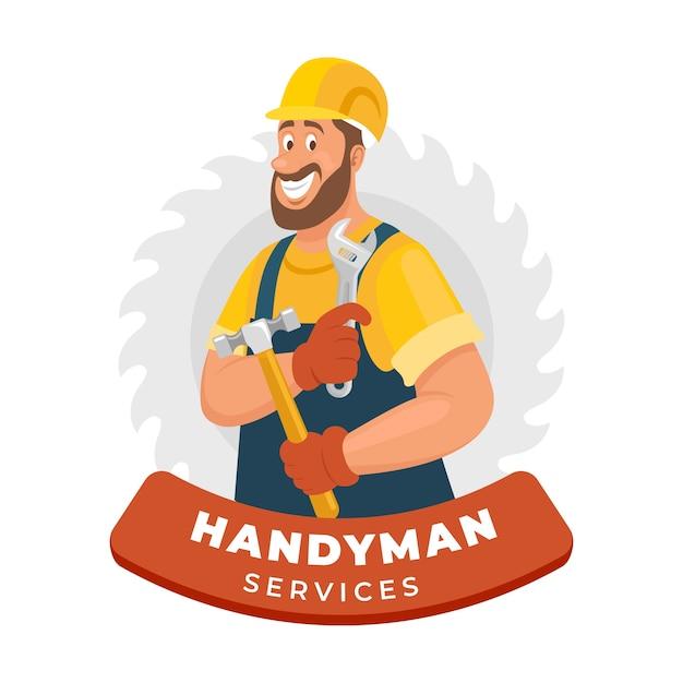 Free vector hand drawn flat design handyman logo