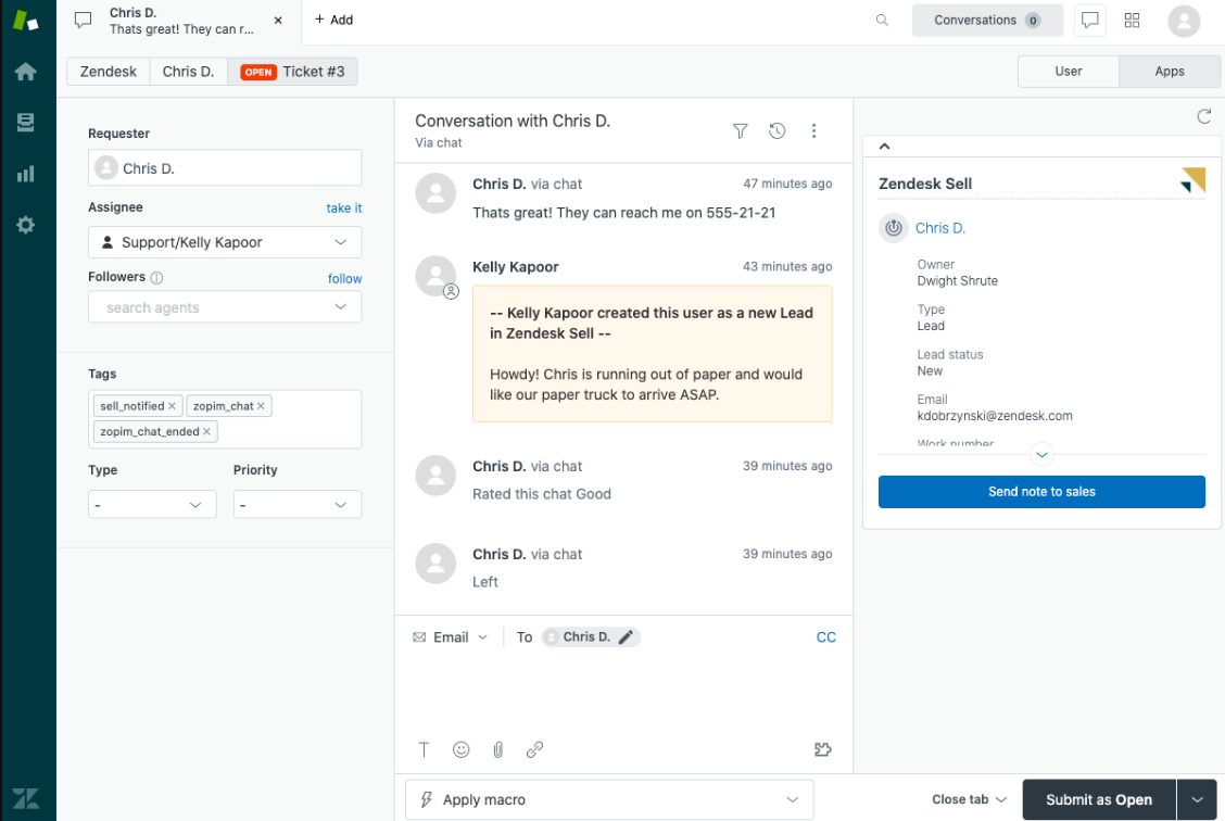 Zendesk dashboard