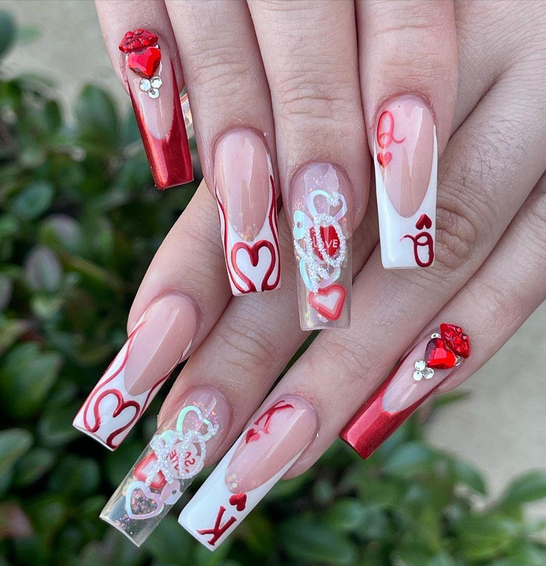 Queen of Hearts Valentine Nail Designs