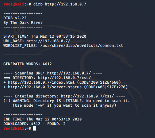 dirb scan