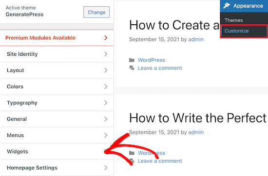 Widget personalizador da barra lateral do WordPress