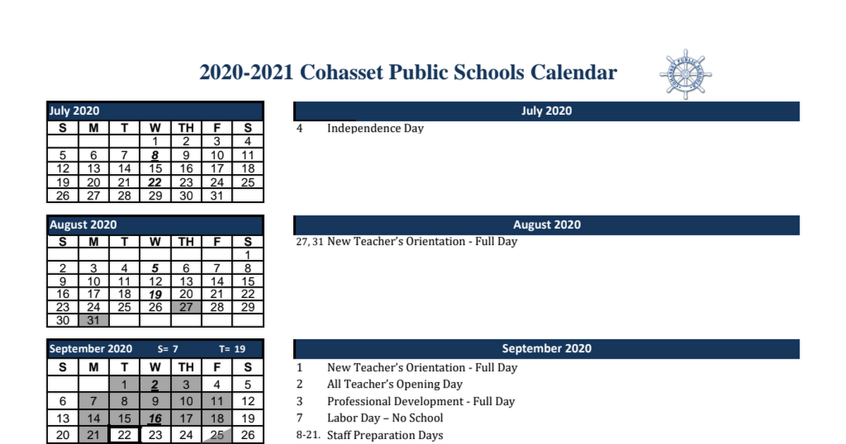 2020-2021 Cohasset Public Schools Calendar edited 2 25 2021.pdf